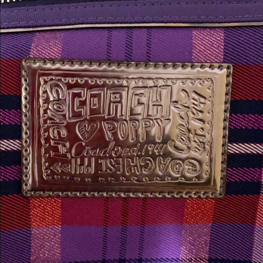 💋SOLD Coach NWT tartan purple glam purse bag - Picture 3 of 5